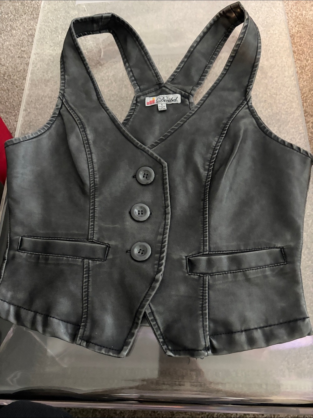 Deisel Black Faux Leather Vest